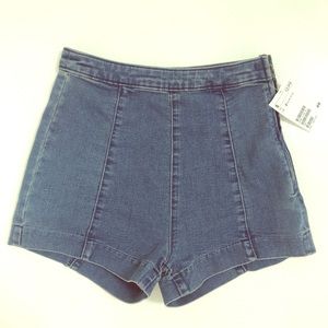 Paneled Jean Shorts
